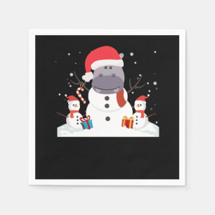 Serviette En Papier Drôle Père Noël Hippo Noël Snowman cadeau Noël