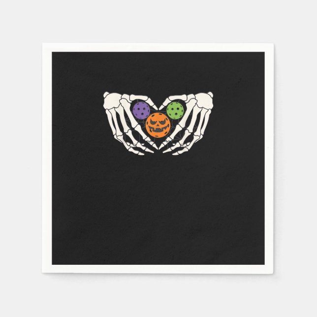 Serviette En Papier Drôle Pickle Halloween Squelette Mains Coeur Pumpk (Devant)
