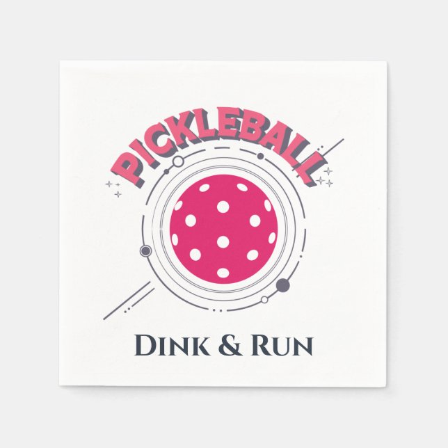 Serviette En Papier Drôle Retro Rose Dink & Run Pickleball (Devant)