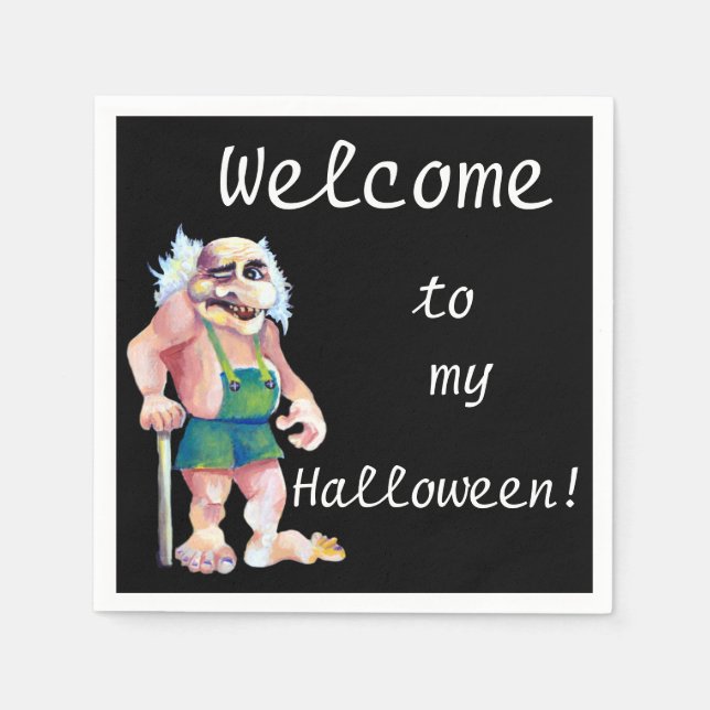 Serviette En Papier Drôle Ridicule Humoristique Scandinave Ogre (Devant)