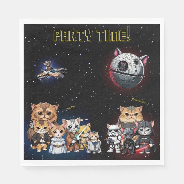Serviette En Papier Drôle Science Fiction Kitty Chat Invitation person (Devant)