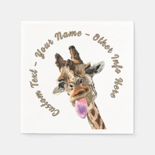 Serviette En Papier Drôle serviettes en girafe avec texte personnalisé