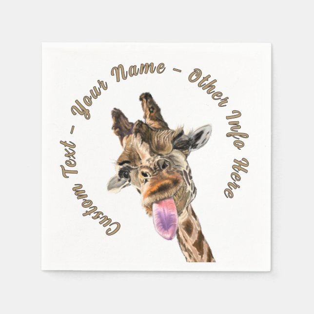 Serviette En Papier Drôle serviettes en girafe avec texte personnalisé (Devant)