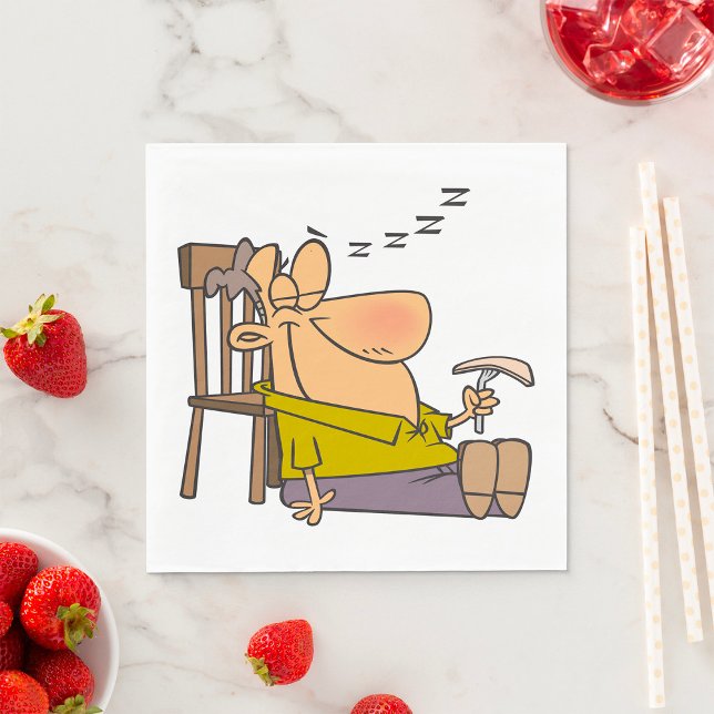 Serviette En Papier Drôle Sleepy Man Napping avec Sandwich (Créateur téléchargé)