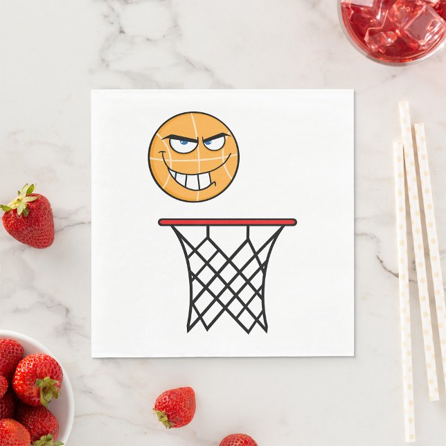 Serviette En Papier Drôle souriant Basketball visage Dunking (Créateur téléchargé)