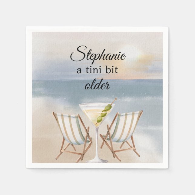 Serviette En Papier Drôle Un Petit Peu Plus Âgé Fête de plage 50e Anni (Devant)