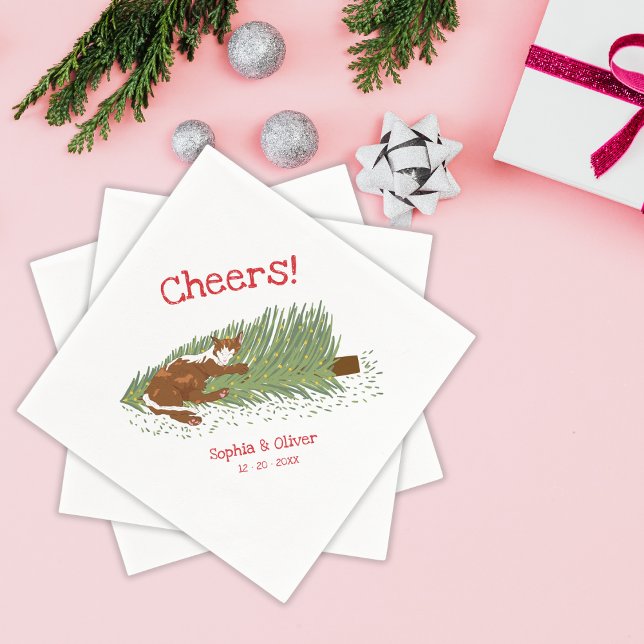 Serviette En Papier Drôles acclamations Chat orange contre Arbre de No (Créateur téléchargé)