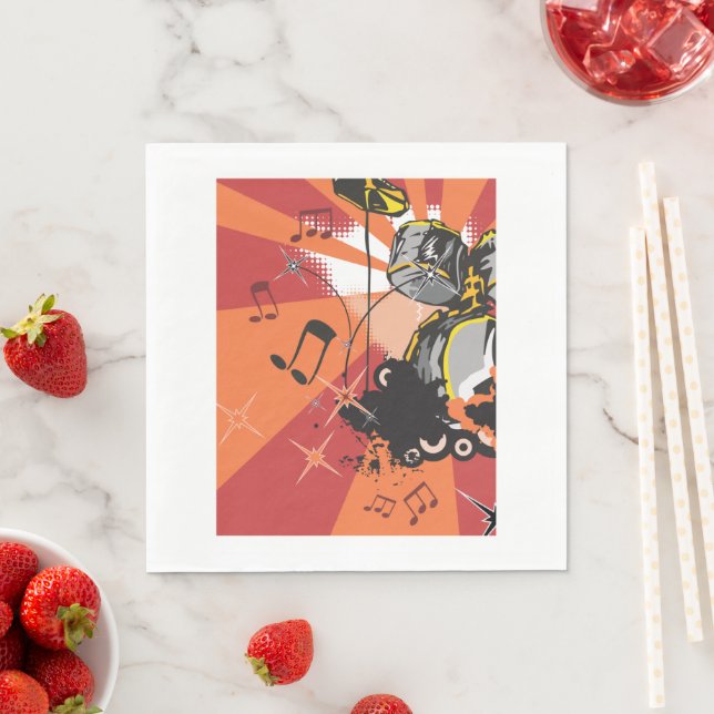 Serviette En Papier Drum Set Music (En situation)