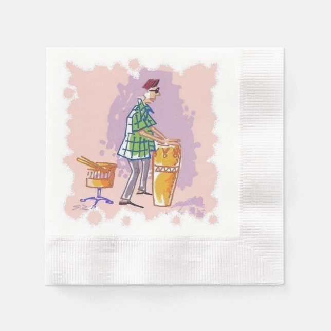 Serviette En Papier Drummer J'ai inventé des serviettes de cocktail en (Devant)