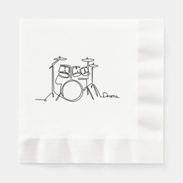 Serviette En Papier Drummer Music Design Drums One-Line (Devant)