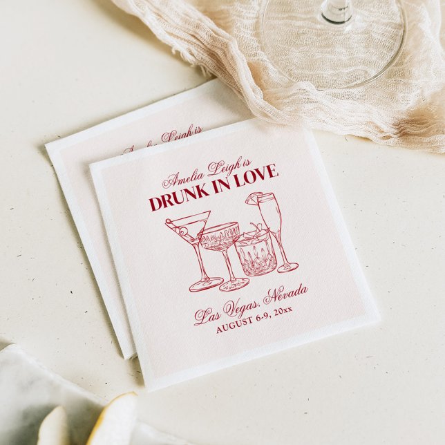 Serviette En Papier Drunin In Love Cocktails Bachelorette Week-end (Créateur téléchargé)