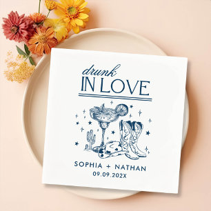 Serviette En Papier Drunk In Love Personnalisé Cowgirl Mariage