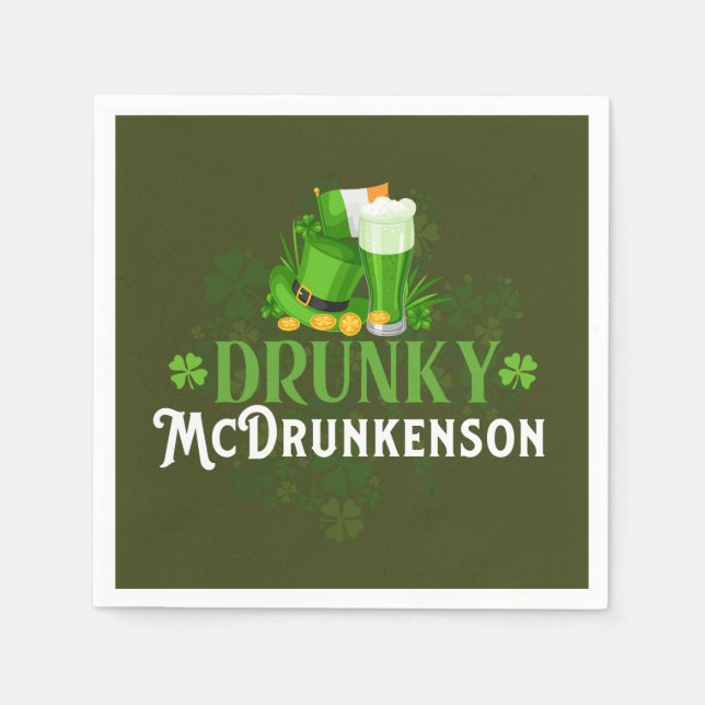 Serviette En Papier Drunky McDrunkerson St. Patrick's Day (Devant)