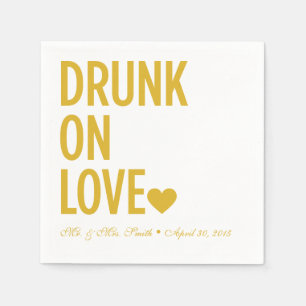 Serviette En Papier Drunon Love Mariage serviettes moutarde