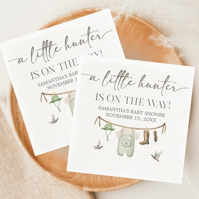 Serviette En Papier Duck Hunting Baby Shower (Little Hunter Duck Baby Shower Napkin)