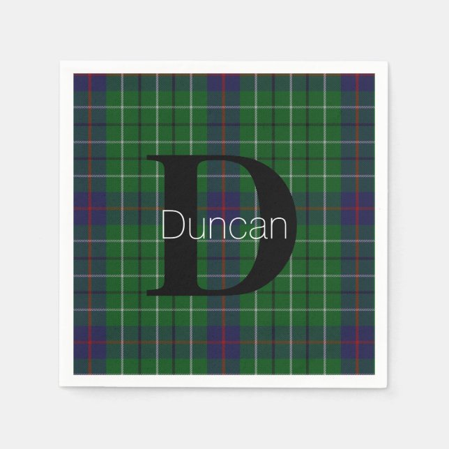 Serviette En Papier Duncan Clan Plaid Monogram Papier (Devant)