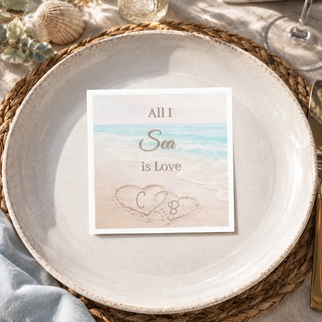 Serviette En Papier Dunes de sable de plage coeurs Enterrement de vie  (Créateur téléchargé)
