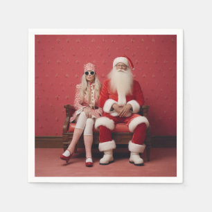 Serviette En Papier Duo de Noël fantasque : Père Noël et Mme Claus