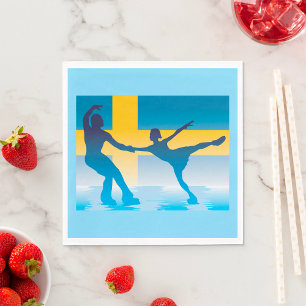 Serviette En Papier Duo de patinage artistique suédois Silhouette