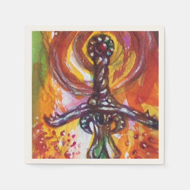 SERVIETTE EN PAPIER DURENDAL, ÉPÉE ROMANTIQUE ET ANGE (Devant)