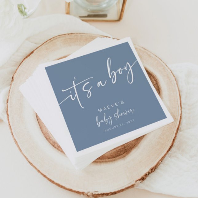 Serviette En Papier Dusty Blue Baby shower papier serviettes moderne g (Créateur téléchargé)