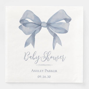 Serviette En Papier Dusty Blue Bow Boy Baby shower
