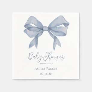 Serviette En Papier Dusty Blue Bow Boy Baby shower