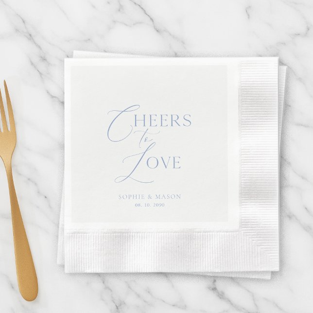 Serviette En Papier Dusty Blue “Cheers to Love” Personalized Wedding (Créateur téléchargé)