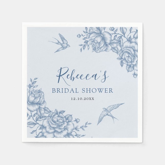 Serviette en papier Dusty Blue Chinoiserie pour Ba (Devant)