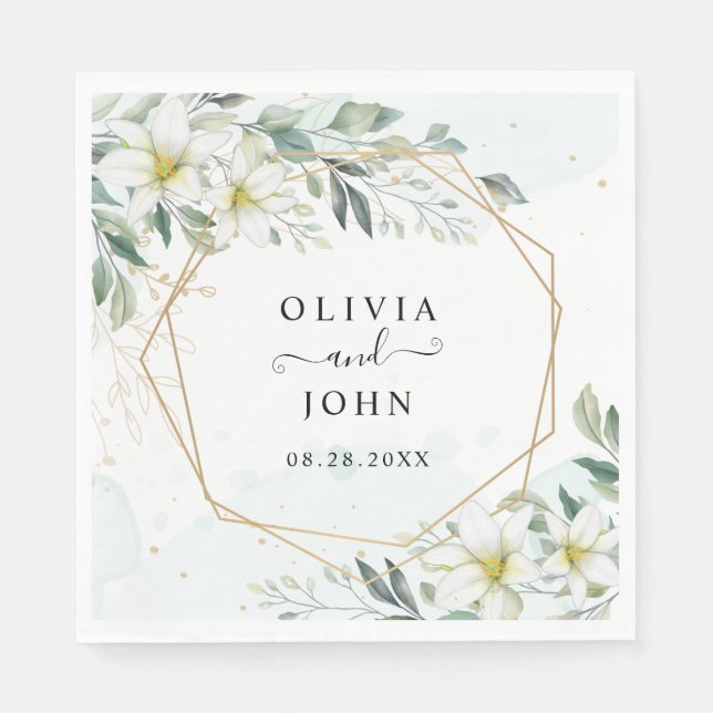 Serviette En Papier Dusty Blue Eucalyptus Vert Mariage Succulent (Devant)
