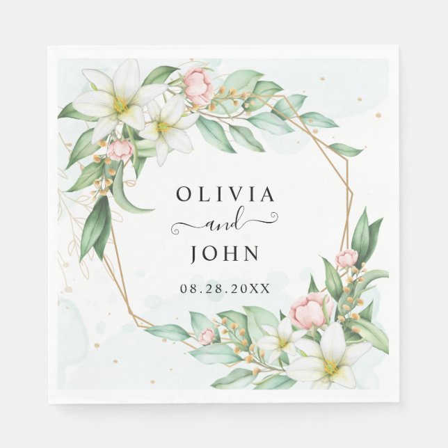 Serviette En Papier Dusty Blue Eucalyptus Vert Mariage Succulent (Devant)