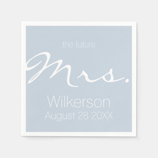 Serviette En Papier Dusty Blue Fête des mariées Future Mme. (Devant)