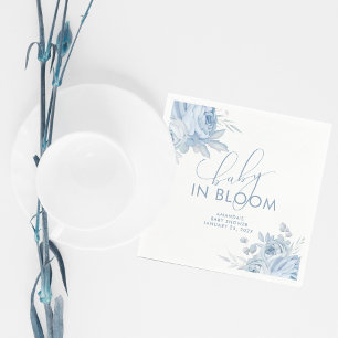 Serviette En Papier Dusty Blue Floral Baby dans le Baby shower de fleu