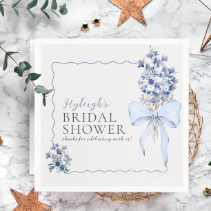 Serviette En Papier Dusty Blue Floral Bow Calla Lily Fête des mariées