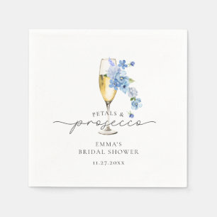 Serviette En Papier Dusty Blue Floral Petals & Prosecco Fête des marié