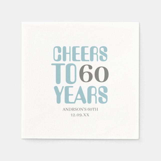 Serviette En Papier Dusty Blue Grey salue Milestone Anniversaire (Devant)