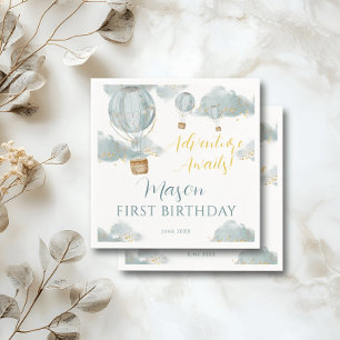 Serviette En Papier Dusty Blue Hot Air Balloon thème Anniversaire Garç
