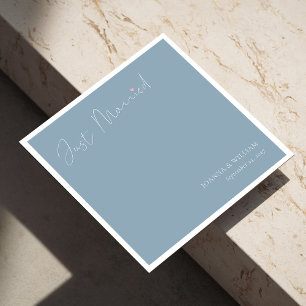 Serviette En Papier Dusty Blue Juste Marié Mariage serviettes avec des