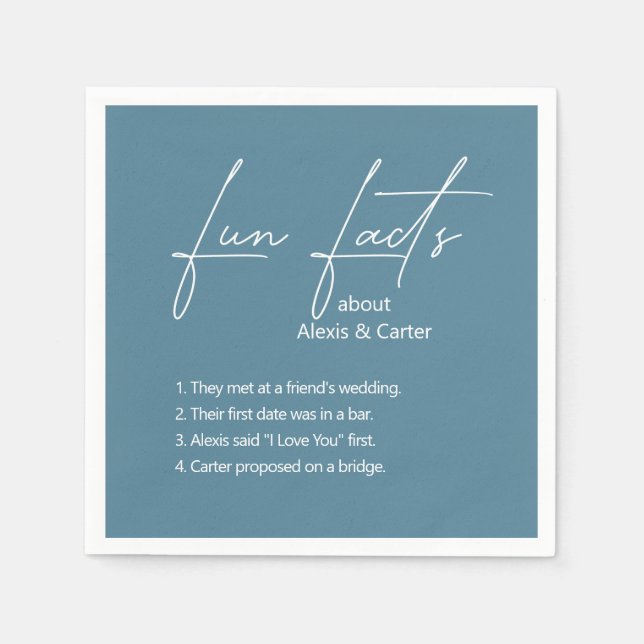 Serviette En Papier Dusty Blue Mariage Fun Faits (Devant)