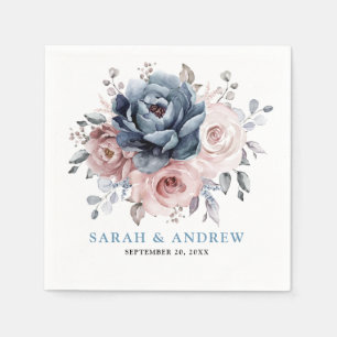 Serviette En Papier Dusty Blue Mauve Rose rose ardoise Mariage floral
