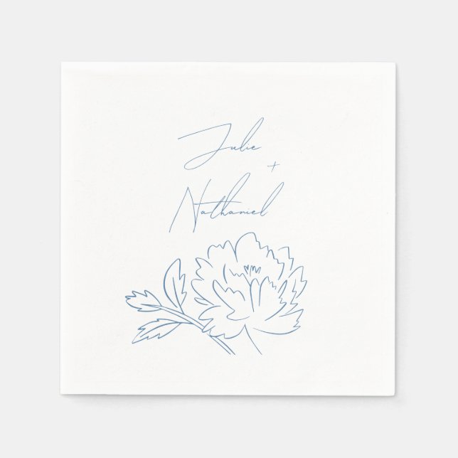 Serviette En Papier Dusty Blue Minimalist Mariage botanique (Devant)
