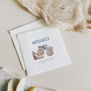 Serviette En Papier Dusty Blue Monster Truck Anniversaire