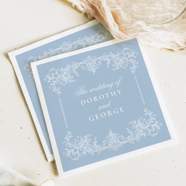 Serviette En Papier Dusty Blue Ornate Mariage (Créateur téléchargé)
