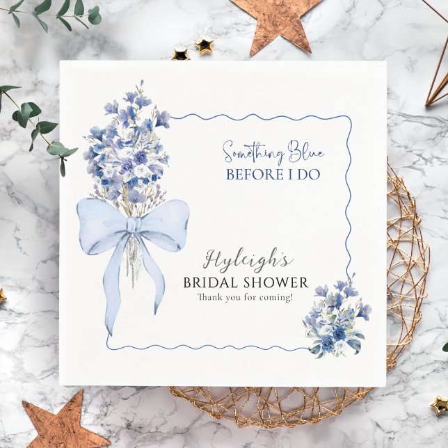 Serviette En Papier Dusty Blue Ribbon Bow Calla Lily Soirée élégante (Créateur téléchargé)