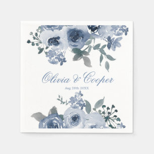Serviette En Papier Dusty Blue Sage Aquarelle Peony Mariage