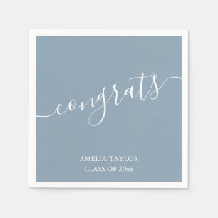Serviette En Papier Dusty Blue Script Félicitations Élégant Nom de la