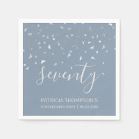 Dusty Blue Silver Confetti 70e fête d'anniversaire