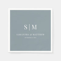 Dusty Blue Simple Elegant Couple Initiales Mariage