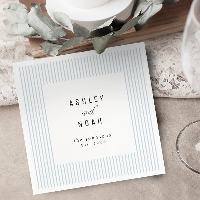 Serviette En Papier Dusty Blue Striped Elegance Classy Wedding (Dusty Blue Striped Elegance Classy Wedding Napkins)