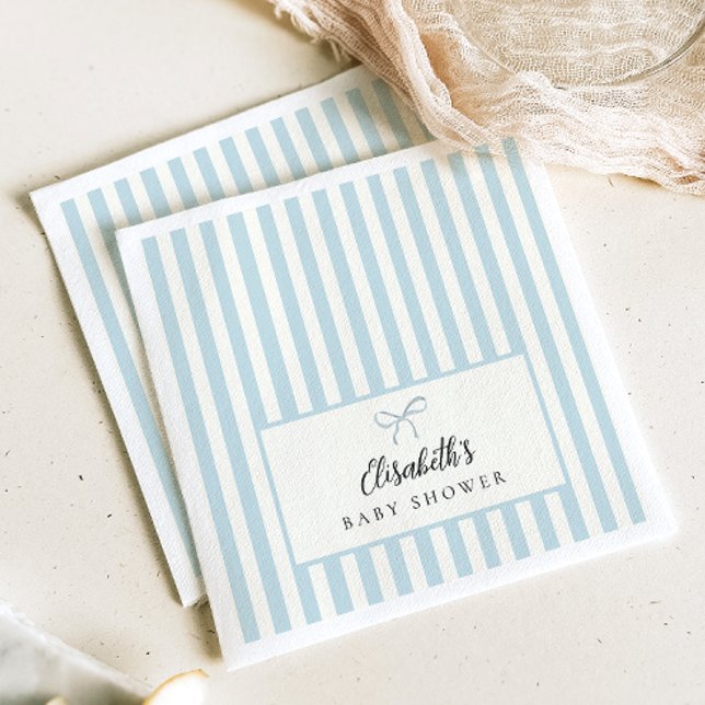 Serviette En Papier Dusty Blue Stripes Classic Party Napkins (Créateur téléchargé)